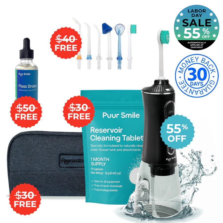 PUURSMILE WATER FLOSSER - 55% OFF LABOR DAY  SALE + 4 FREE GIFTS (WORTH $150)