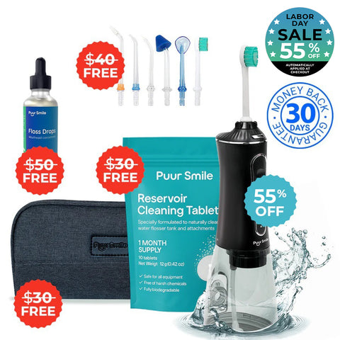 PUURSMILE WATER FLOSSER - 55% OFF LABOR DAY  SALE + 4 FREE GIFTS (WORTH $150)